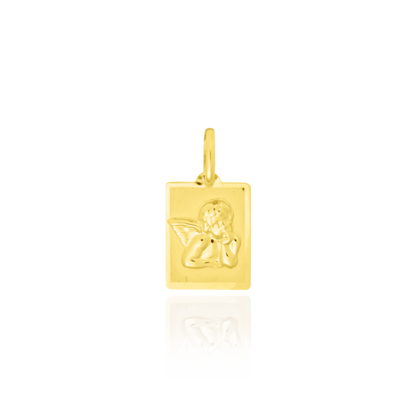 Pendentif Ange sur plaque rectangulaire en Or Jaune 18 Carats - 750/000.   CARACTERISTIQUES :  Dimensions H x l (mm) : 12.4 x 9.55 Poids (gr) : 0.64 Matière : Or 18 Carats - 750/000 20215 