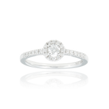 Solitaire, serti de diamants ronds, en Or Blanc 18 Carats - 750/000   CARACTERISTIQUES :   Largeur du corps (mm) : 1.60 Largeur motif (mm) : 6.30 Poids (gr) : 2.41 Nombre de diamants : 25  -  Carats : 0.27 Matière : Or 18 Carats - 750/000 20369