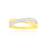 Alliance croisée lisse et sertie de diamants, en Or Jaune et Or Blanc 18 Carats - 750/000.  L'alliance est plus qu'un simple bijou, elle est la matérialisation physique d'un amour inconditionnel entre deux êtres.  Gravure possible   CARACTERISTIQUES :   Largeur motif (mm) : 4.90 Poids (gr) : 3.74 Nombre de diamants : 15 Carats : 0.197   Matière : Or 18 Carats - 750/000 20763