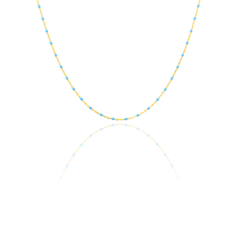 Collier maille Forçat et perles de résine de différentes couleurs, en Or Jaune 18 Carats - 750/000.  Symbole d'amitié ou de séduction, chaînes et colliers n'ont qu'un but : sublimer votre cou.    CARACTERISTIQUES :  Longueur (cm) : 45.00 Poids (gr) : 1.77 Matière : Or 18 Carats - 750/000 20419-20418-20416-20415-20420 
