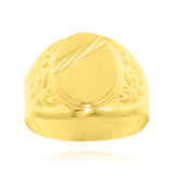 Chevalière ovale, plateau mate ciselée, Or Jaune 18 Carats