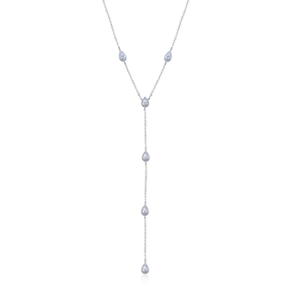 Collier cravate motifs poires serti de zirconiums, rhodié, rosé, doré, chaine forçat Argent - 925/1000 rhodié   CARACTERISTIQUES :  Poids (gr) :  Matière : Argent - 925/000 