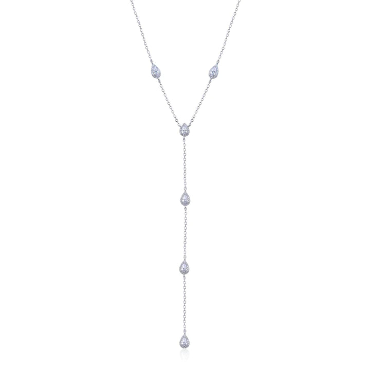 Collier cravate motifs poires serti de zirconiums, rhodié, rosé, doré, chaine forçat Argent - 925/1000 rhodié   CARACTERISTIQUES :  Poids (gr) :  Matière : Argent - 925/000 