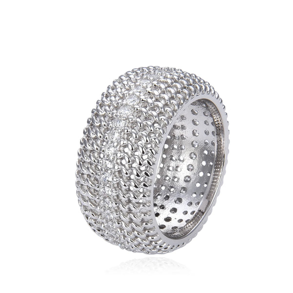 Bague large sertie de zirconiums, Argent - 925/000.  Cinq possibilités d'embellir vos doigts, portez une de nos bagues.    CARACTERISTIQUES :  Poids (gr) : 7.20 Matière : Argent - 925/000  19929
Guadeloupe_Martinique_Guyane_France_Antilles