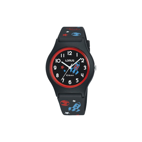 Cet accessoire convient à des sports nautiques (10 ATM). La montre est à mouvement quartz. Cette montre est dotée d'un affichage analogique. Parents et enfants apprécieront cette montre. La montre LORUS pèse 25 g. Le mode de fermeture du boîtier de la montre LORUS est vissé. Il mesure 34 mm de diamètre. Le cadran de cette montre est de couleur noire. Le bracelet de cet accessoire est composé de silicone et est de couleur noire.
