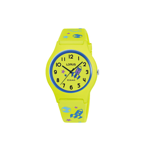 Cet accessoire convient à des sports nautiques (10 ATM). La montre est à mouvement quartz. Cette montre est dotée d'un affichage analogique. Parents et enfants apprécieront cette montre. La montre LORUS pèse 25 g. Le mode de fermeture du boîtier de la montre LORUS est vissé. Il mesure 34 mm de diamètre. Le cadran de cette montre est de couleur citron vert. Le bracelet de cet accessoire est composé de silicone et est de couleur citron vert.